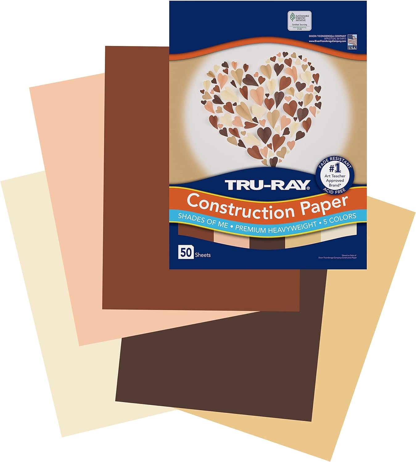 Shades of Me Construction Paper, 5 Assorted Skin Tone Colors, 9" X 12", 50 Sheets