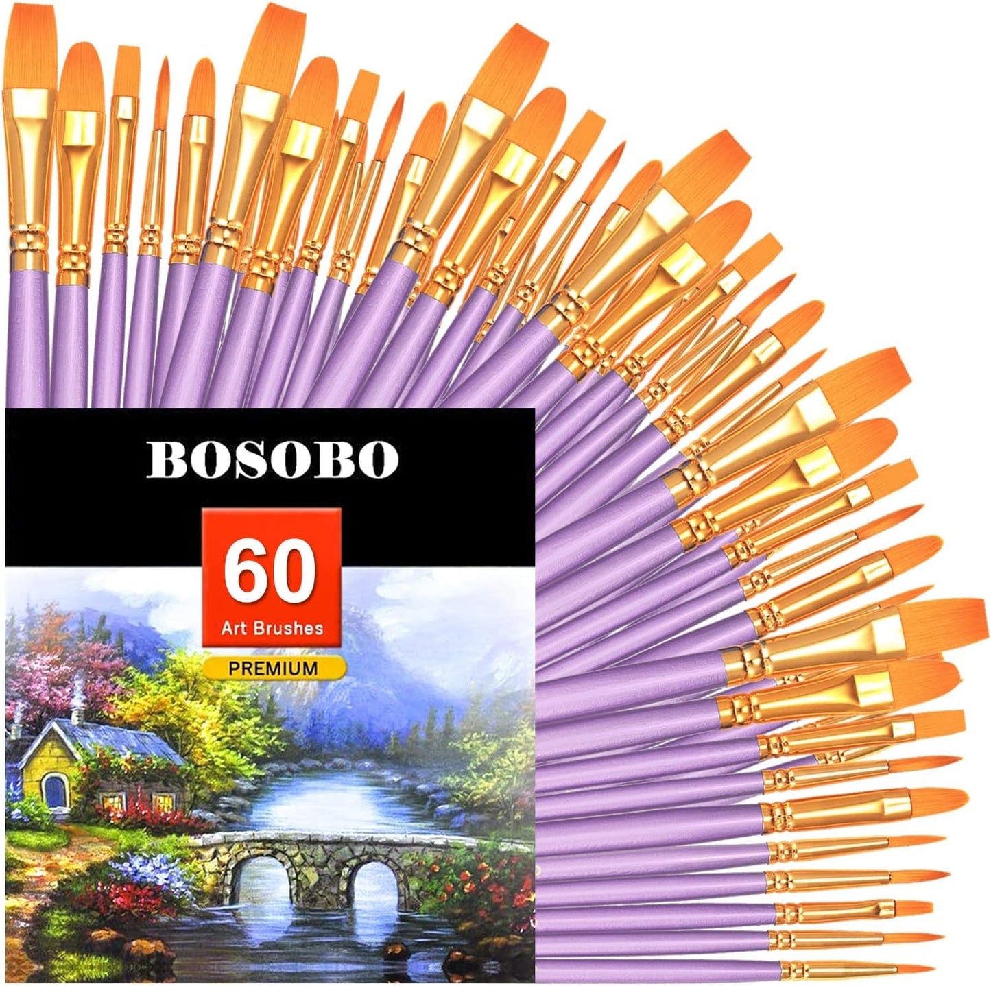 Paint Brushes Set, 2 Pack 20 Pcs Round-Pointed Tip Paintbrushes Nylon Hair Artist Acrylic Paint Brushes for Acrylic Oil Watercolor, Face Nail Art, Miniature Detailing & Rock Painting, Blue