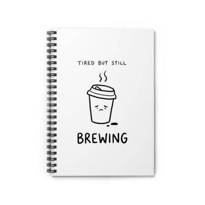 Spiral Journal Notebook, Tired Coffee Cup, School Gift, Book Collector