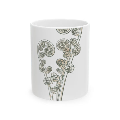 11oz Ceramic Mug, Fern Unfurling, Family Gift, Friend Gift
