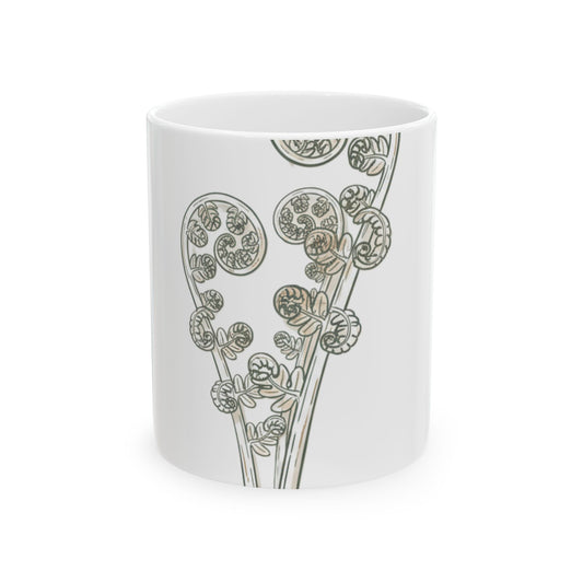 11oz Ceramic Mug, Fern Unfurling, Family Gift, Friend Gift