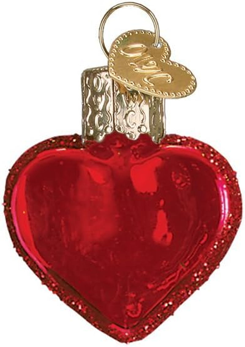 Small Red Heart Glass Blown Ornament for Christmas Tree