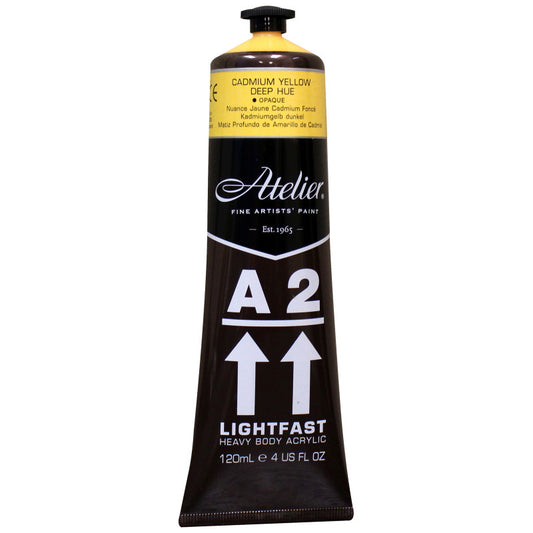 A2 Heavy Body Lightfast Artist Acrylic, 4 oz., Cadmium Yellow Deep Hue