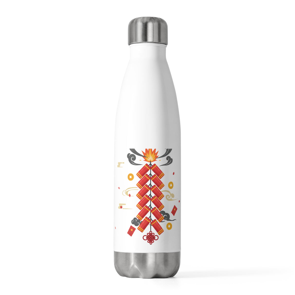 Firecracker & Fire Horse Lunar New Year | 20oz Insulated Tumbler Bottle for Travel | CNY Gift for Family & Teachers | Bold Red Gold