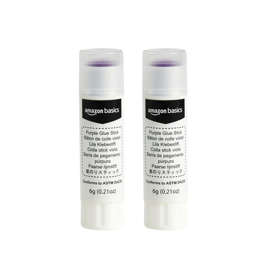 - Washable School Glue Sticks, Dries Clear, 2-Pack, Purple