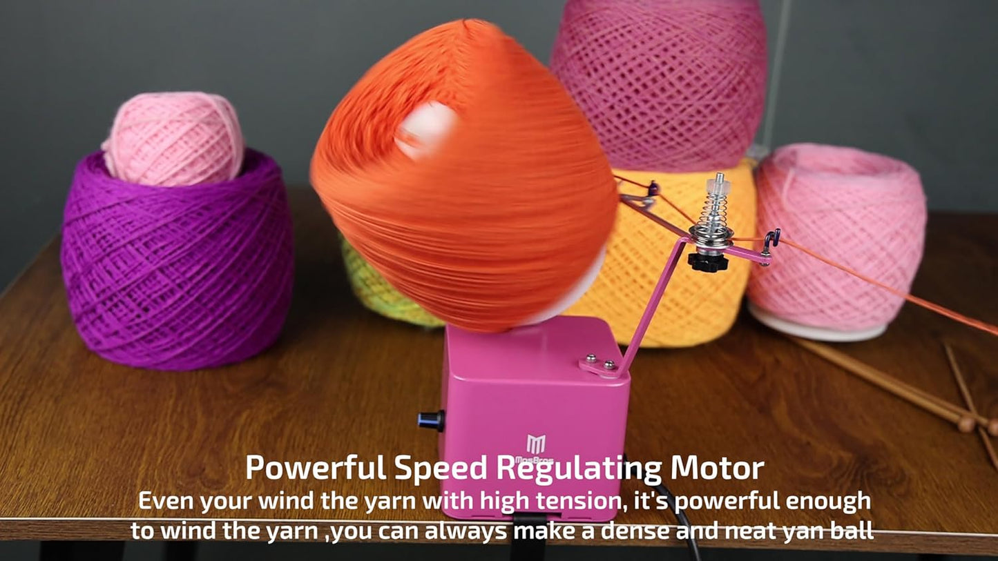 Electric Jumbo Yarn Winder Heavy Duty Yarn Winder with Precise Yarn Guide Arm Wind up to 450 Grams 15 Oz (Pink)