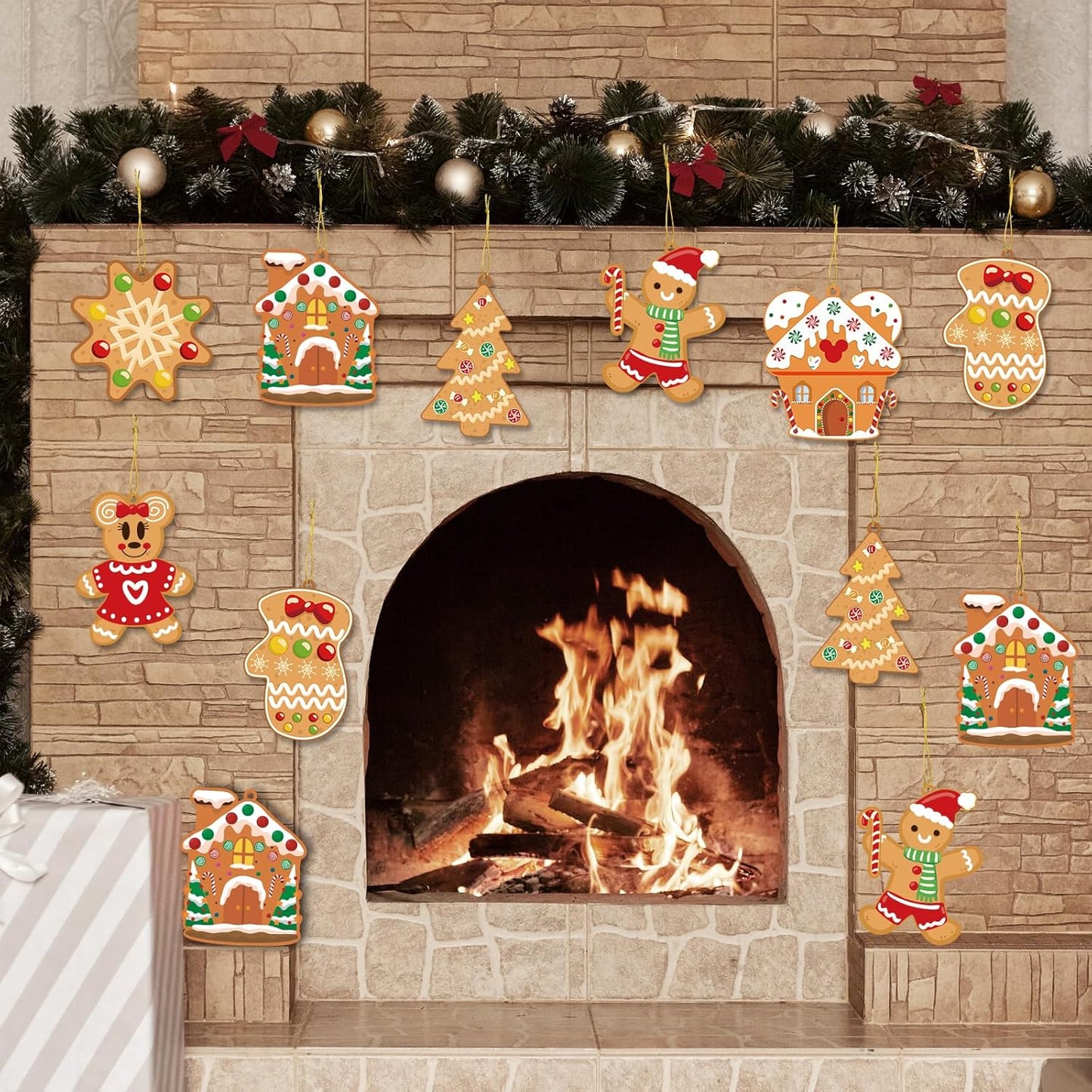 Christmas Ornaments Art and Crafts for Kids - 28Pcs DIY Christmas Cutouts with Gingerbread Cookies Man House Christmas Stickers for Tree Home Christmas Party Favors Decorations