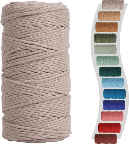 Sage Macrame Cord 3Mm X 220Yards, Colored Cotton Cord, Macrame Rope Macrame Yarn, Colorful Cotton Craft Cord for Macrame Plant Hangers, Macrame Wall Hanging, DIY Crafts