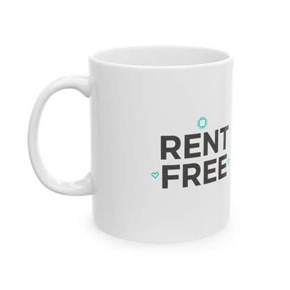 Living In My Head Rent Free | 11oz Ceramic Coffee Mug, Sublimation Print | Valentine & Galentine Gift for Friends | Y2K Aesthetic Humor