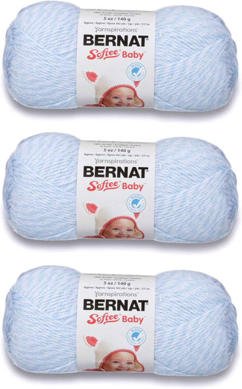 Softee Baby White Yarn - 3 Pack of 141G/5Oz - Acrylic - 3 DK (Light) - 362 Yards - Knitting/Crochet