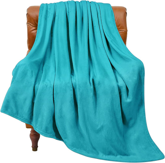 Fleece Blanket Teal Throw Blanket for Couch & Bed, Luxury Plush Cozy Fuzzy Blanket 50" X 70", Super Soft Warm Lightweight Fall Throw Blanket for Travel Camping