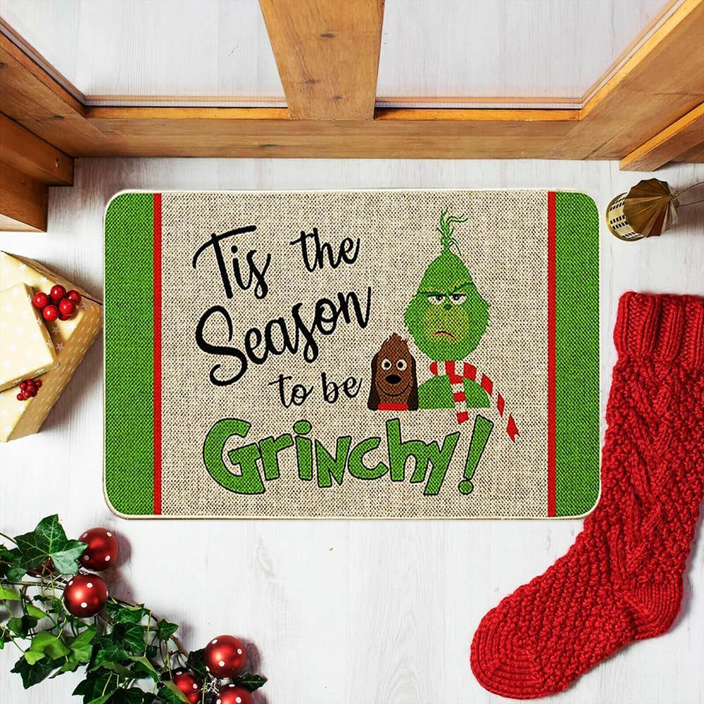 Christmas Kitchen Rugs and Mats Set of 2, Christmas Indoor Floor Mats Non-Slip Kitchen Mat Door Mat Runner Rug for Kitchen Home Christmas Decor 17" X 47"+17" X 29"