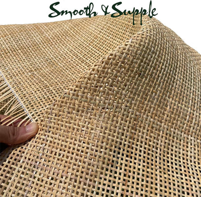 16" Width Natural Square Rattan Cane Webbing Roll 2 Feet Length for Caning Projects | Pre-Woven Radio Mesh Cane Webbing Sheet for Furniture, Chair, Table, Ceiling (2 FEET)