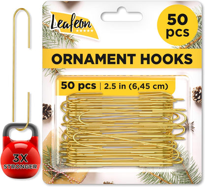 50 Pack Christmas Ornament Hooks – Essential Christmas Ornament Hangers – Great Ornament Hooks for Christmas Tree Decoration (Gold)