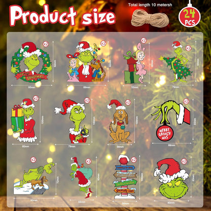 24 Pcs Christmas Tree Ornaments,Christmas Wood Ornaments for Tree,Christmas Tree Decorations