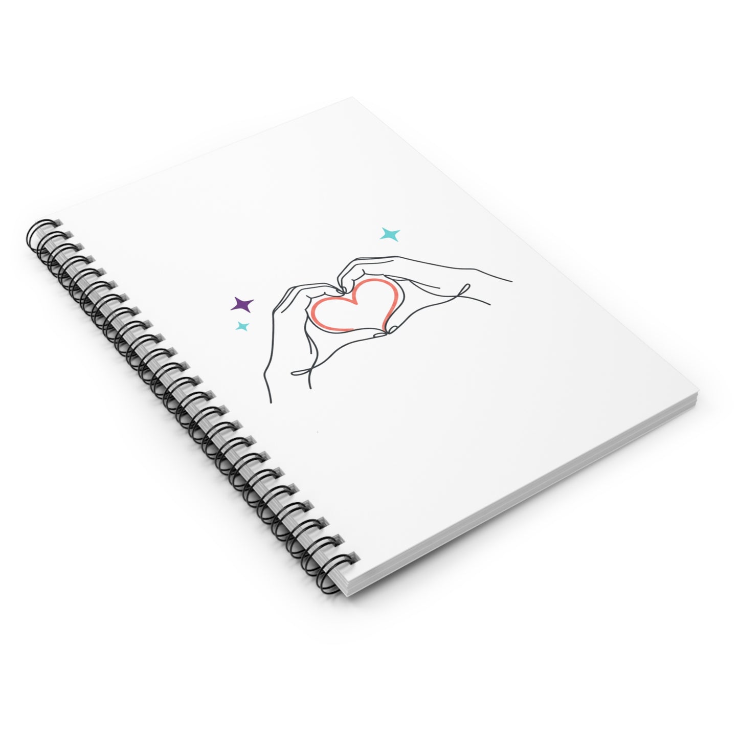 Line Art Heart Hands | Spiral Journal Notebook for Notes & Journaling | Back to School, Valentines & Galentine | Minimalist Y2K