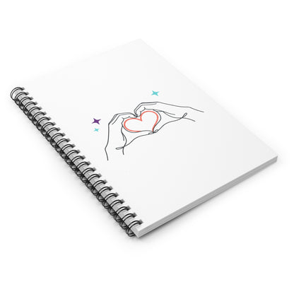 Line Art Heart Hands | Spiral Journal Notebook for Notes & Journaling | Back to School, Valentines & Galentine | Minimalist Y2K