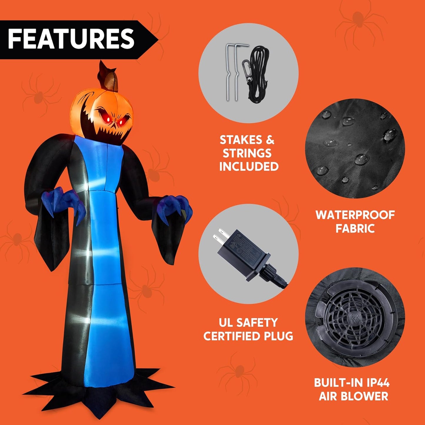 12 FT Tall Halloween Inflatables Ghost Outdoor Decorations, Inflatable Halloween Yard Decorations, Blow up Ghost Halloween Decor with Build-In Leds for Scary Halloween Decorations