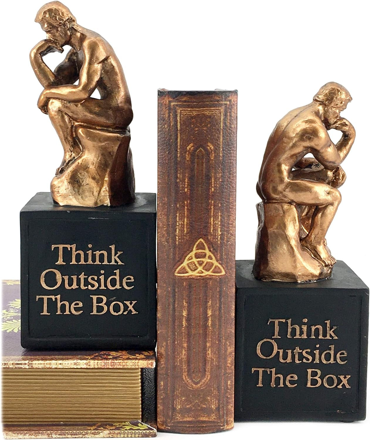  Rodin'S Thinker Bookends Vintage Cool Creative Idea outside the Box Cute Modern Abstract Sculpture Unique Book Ends Holder Stopper Library Shelves Aesthetic Boho Home Decor Accents