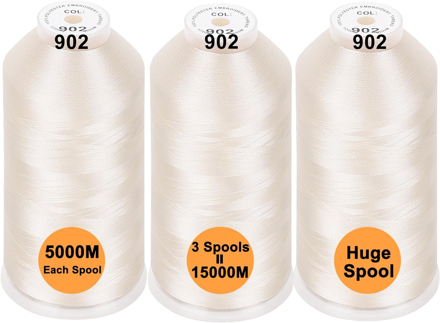 Polyester Embroidery Machine Thread Assorted Color Packs - 40 Options - 5000M Spool - for All Embroidery Machines