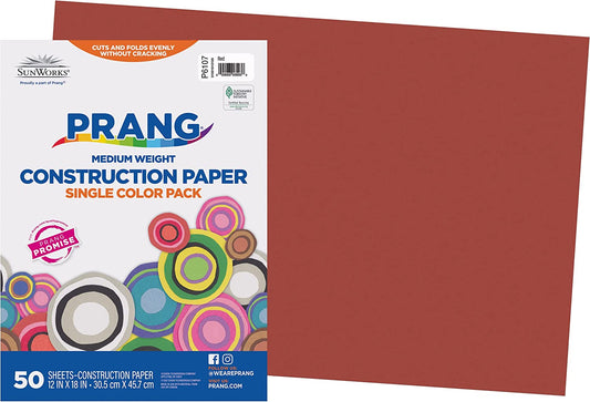 (Formerly ) Construction Paper, Red, 12" X 18", 50 Sheets