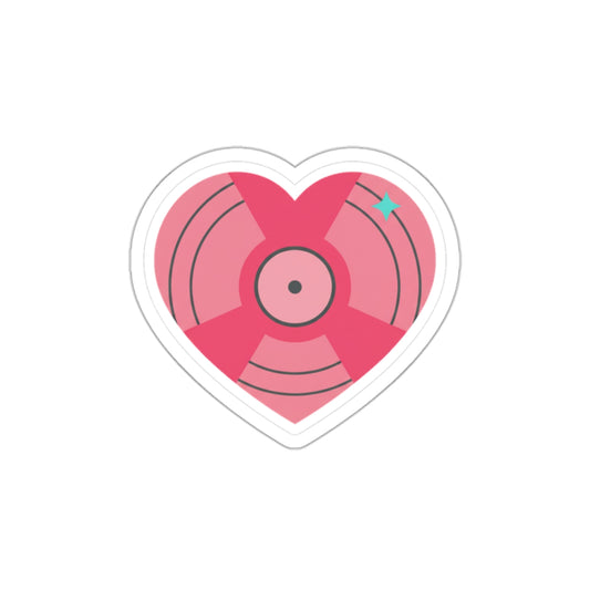 Vinyl Record Heart Sticker | Die-Cut Vinyl Decal for Laptops & Water Bottles | Valentine & Galentine Gift | Y2K Aesthetic