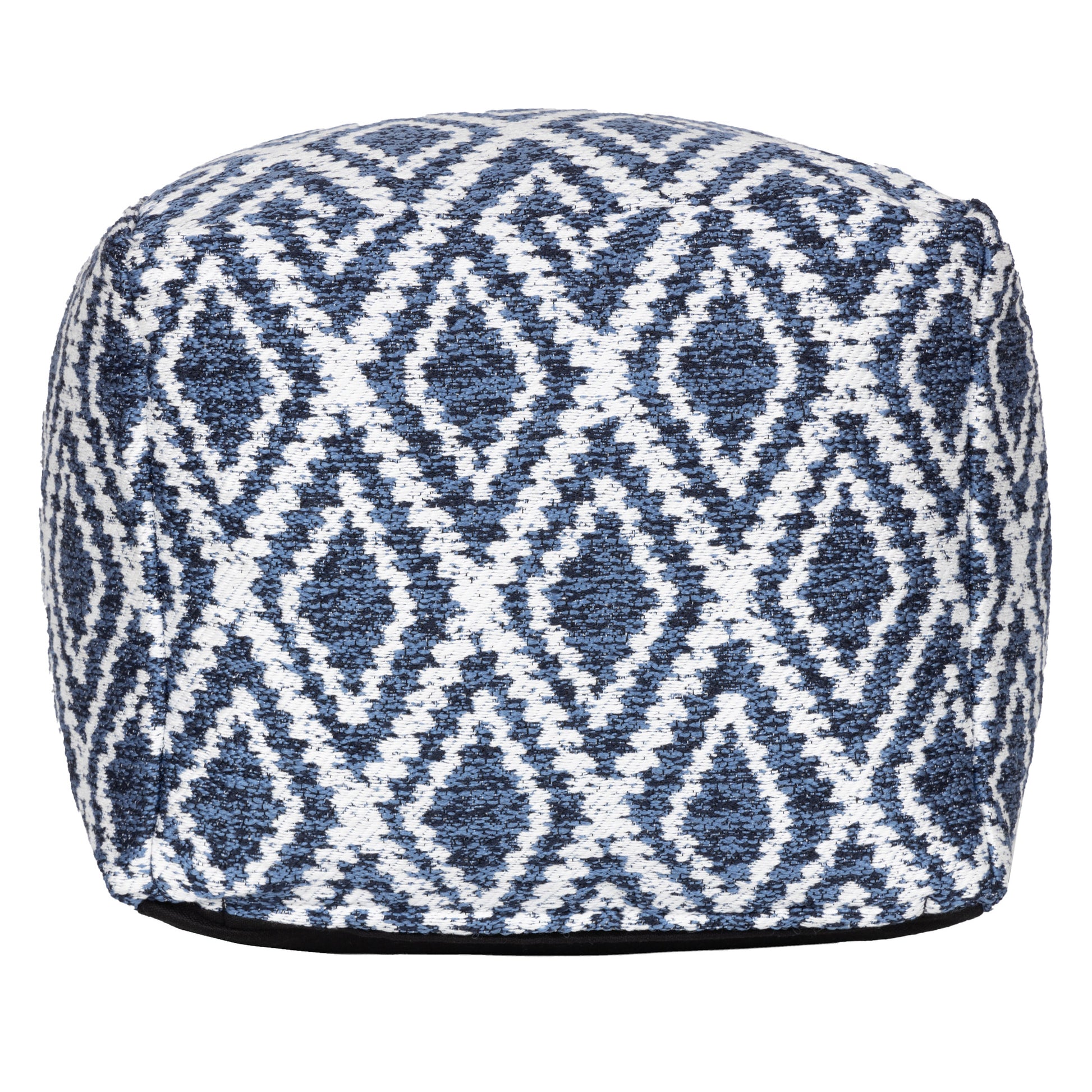 Woven Blue/Ivory Diamond Pouf