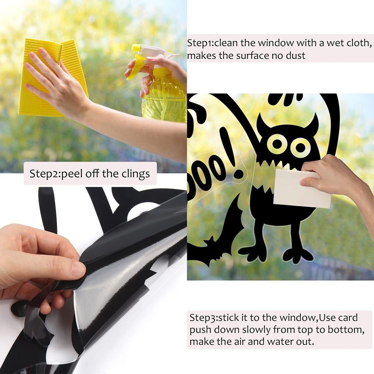 Halloween Window Clings,6 Sheet 85 Pcs Death Bat and Pumpkin Stickers Decals for Kids Window Glass Decoration