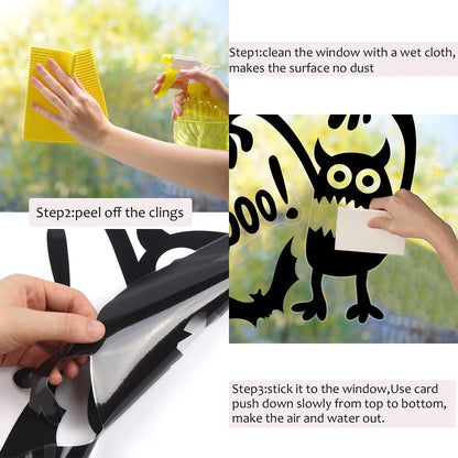 Halloween Window Clings,6 Sheet 85 Pcs Death Bat and Pumpkin Stickers Decals for Kids Window Glass Decoration