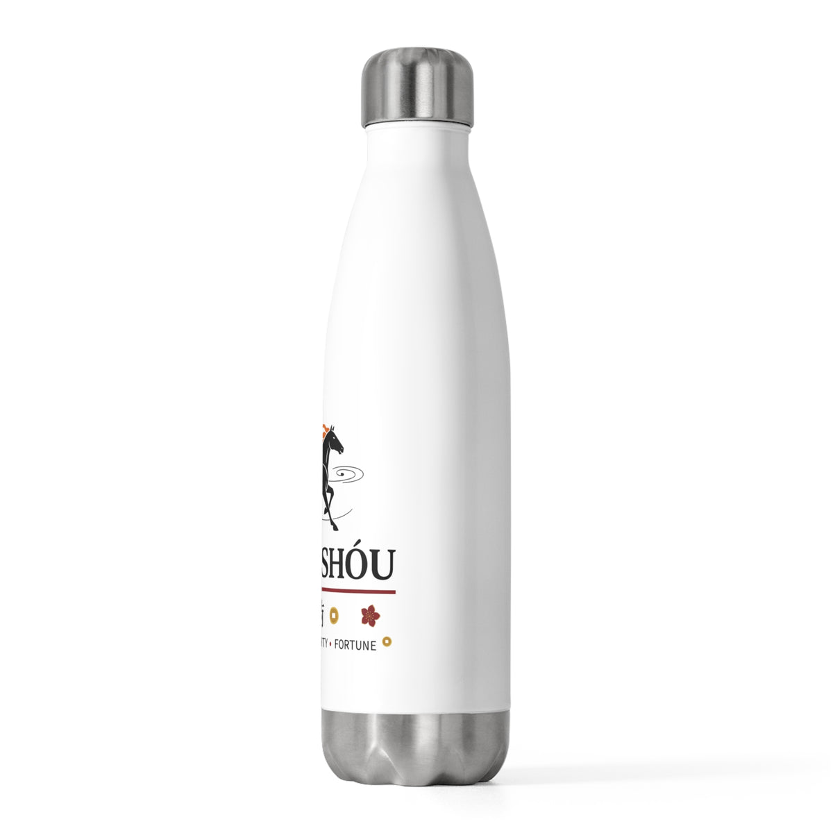 Chang Shou Woodblock Greeting | 20oz Insulated Stainless Tumbler Bottle | Lunar New Year Family & Teacher Gift | Red-Gold Festive