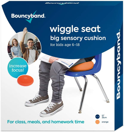 Bouncyband – Wiggle Seat – Orange, 13” D – Large Sensory Cushion for Kids Ages 6-18+ – Promotes Active Learning, Improves Student Productivity, Includes Easy-Inflation Pump
