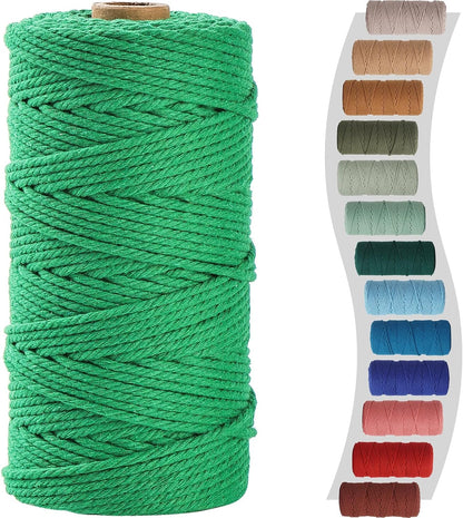 Sage Macrame Cord 3Mm X 220Yards, Colored Cotton Cord, Macrame Rope Macrame Yarn, Colorful Cotton Craft Cord for Macrame Plant Hangers, Macrame Wall Hanging, DIY Crafts