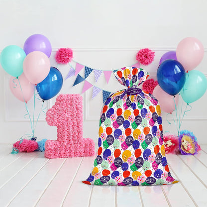 56" Large Birthday Plastic Gift Bag - Colorful Balloon with Confetti Design for Kids Birthdays, Parties or Celebrating - 56" H X 36" W