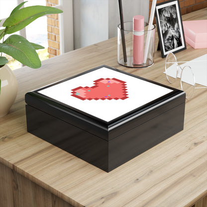 8-Bit Pixel Heart Retro | Jewelry Box for Rings & Earrings | Valentine, Galentine’s & Gamer Gift | Y2K Aesthetic