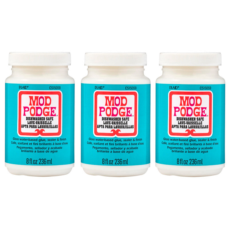 Decoupage Glue, Dishwasher Safe Gloss, 8oz., Pack of 3