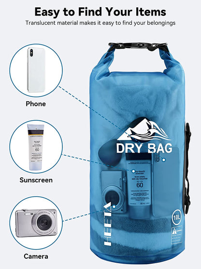 Waterproof Dry Bag for Women Men, 5L/10L/20L/30L/40L Roll Top Lightweight Dry Storage Bag Backpack with Phone Case for Travel, Swimming, Boating, Kayaking, Camping and Beach