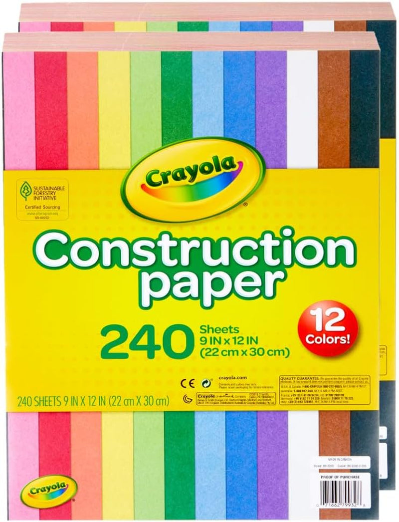 Construction Paper - 480Ct (2Pck), Bulk School Supplies for Kids, Classroom Supplies, Art Paper for Arts & Crafts