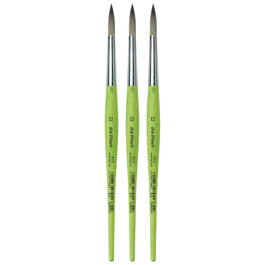 FIT Synthetics Student Brush, Synthetic, Acrylic & Tempera, Round, Series 373, Size 12, Pack of 3