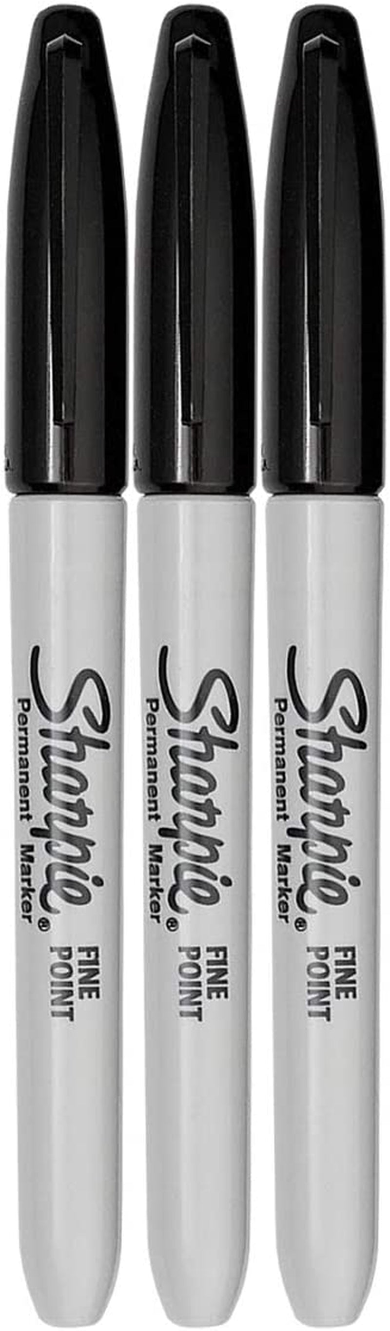 Permanent Markers, Fine Point, Black, 3 Count