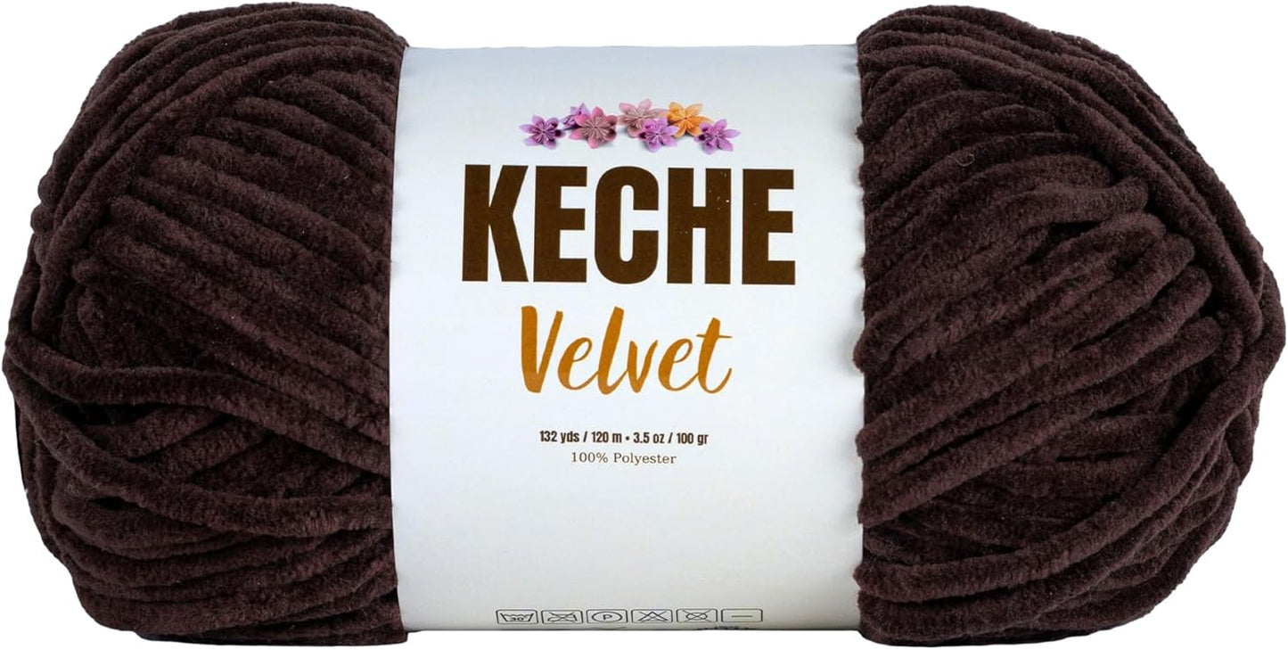 Velvet Yarn for Crocheting, Soft Chenille Bulky Baby Blanket Amigurumi Yarn 100 Gr (132 Yds) - Latte