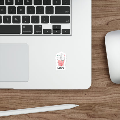 Boba Tea Heart Love Sticker | Die-Cut Vinyl Sticker for Laptop & Water Bottle | Valentine & Galentine Gift | Cute Kawaii Aesthetic