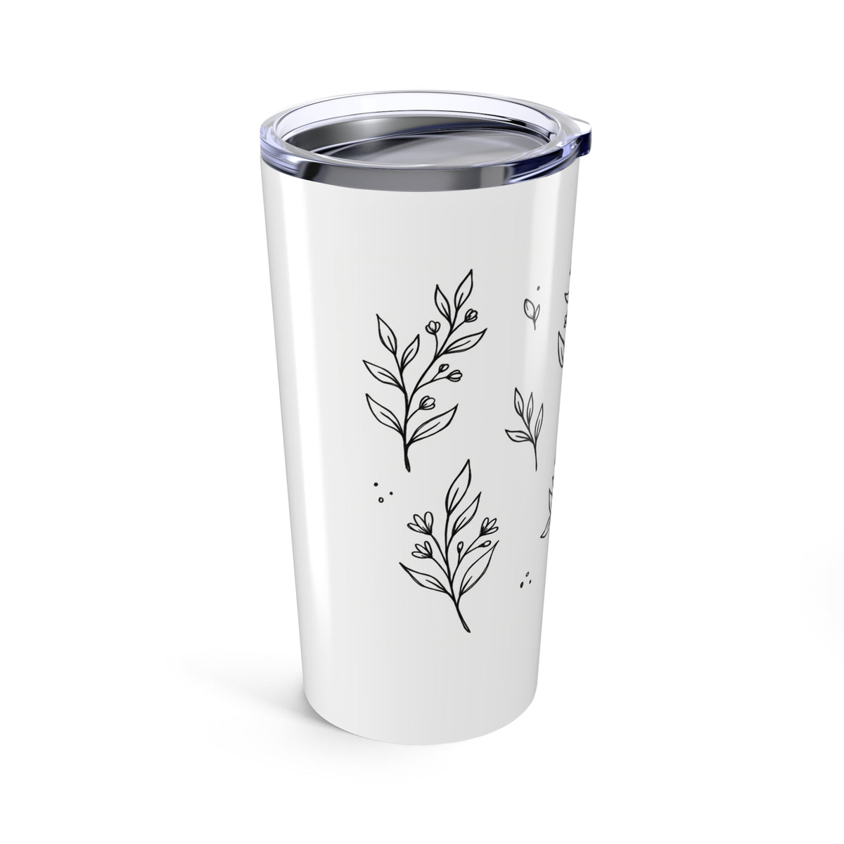 Botanical Line Art Doodle | 20oz Stainless Steel Tumbler Cup w/ Lid | Family & Friend Gift | Gen Z Irony Boho