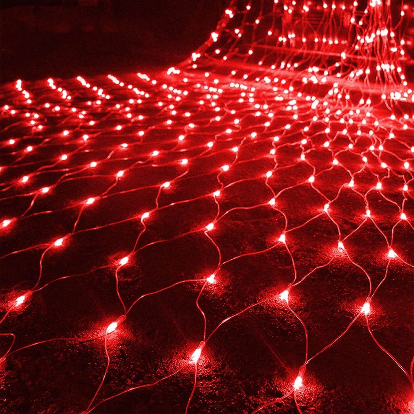 Outdoor Christmas Net Lights, 12FT X 5FT 360 LED Mesh String Light with 8 Lighting Mode, Connectable Waterproof Lights for Garden Tree Bushes, Valentines Day Wedding Party Decorations, Red