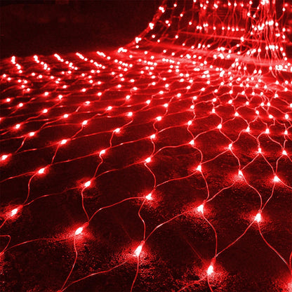 Outdoor Christmas Net Lights, 12FT X 5FT 360 LED Mesh String Light with 8 Lighting Mode, Connectable Waterproof Lights for Garden Tree Bushes, Valentines Day Wedding Party Decorations, Red