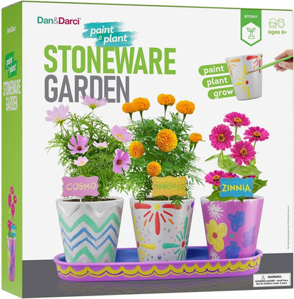 Paint & Plant Stoneware Flower Gardening Kit - Easter Gifts for Girls & Boys Ages 6-12 - Kids Arts & Crafts Project Birthday Gift, STEM Activity for Age 6, 7, 8, 9, 10, 11 & 12 Year Old Girl