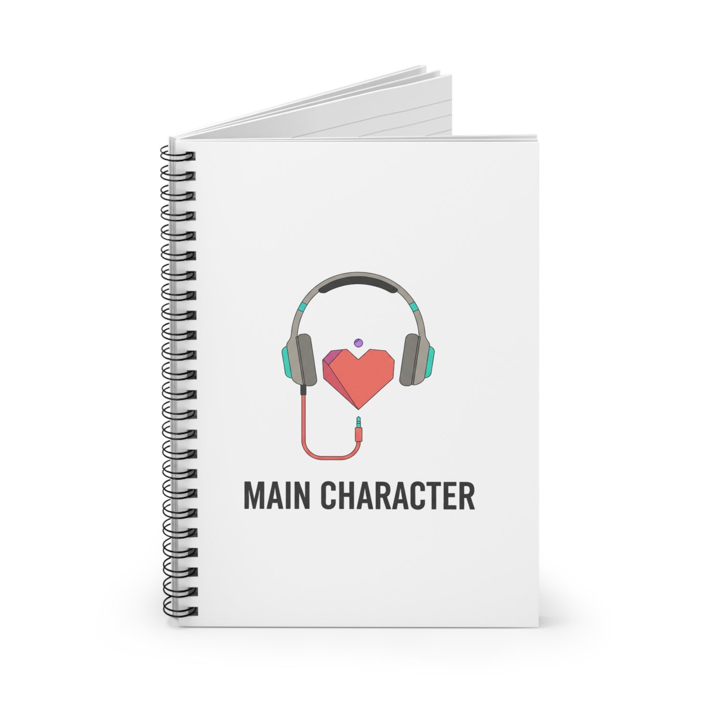 Headphones Heart Cord | Spiral Journal Notebook for Notes & Planning | Back to School, Galentine’s Gift | Y2K Valentine Aesthetic