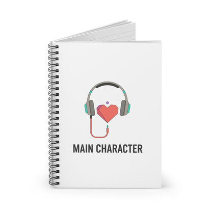 Headphones Heart Cord | Spiral Journal Notebook for Notes & Planning | Back to School, Galentine’s Gift | Y2K Valentine Aesthetic