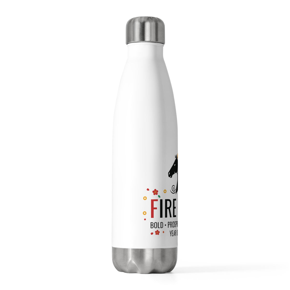 Fire Horse Lunar New Year 2026 | 20oz Insulated Stainless Steel Tumbler Bottle | CNY Family & Teacher Gift | Red Gold