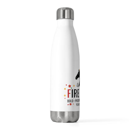 Fire Horse Lunar New Year 2026 | 20oz Insulated Stainless Steel Tumbler Bottle | CNY Family & Teacher Gift | Red Gold