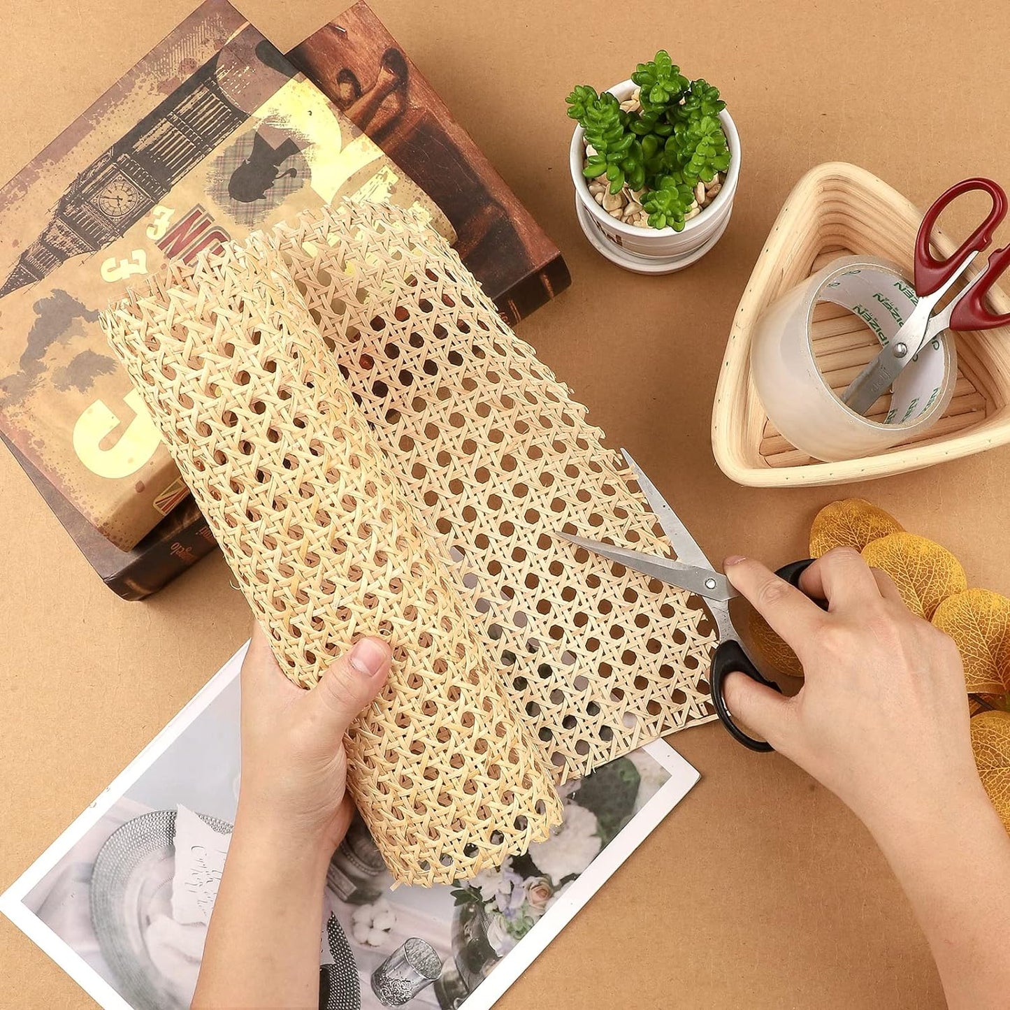 18 Inches Width Rattan Cane Webbing Roll Caning Material Weave Rattan Fabric Furniture for Caning Projects Pre Woven Open Mesh Cane for Cabinet Bed Chair Repair Caning Material DIY Supplies (2 Feet)